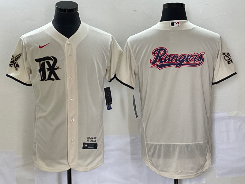 Men's Texas Rangers Cream Team Big Logo 2023 City Connect Flex Base Stitched Baseball Jersey Men's Texas Rangers Cream Team Big Logo 2023 City Connect Flex Base Stitched Baseball Jersey